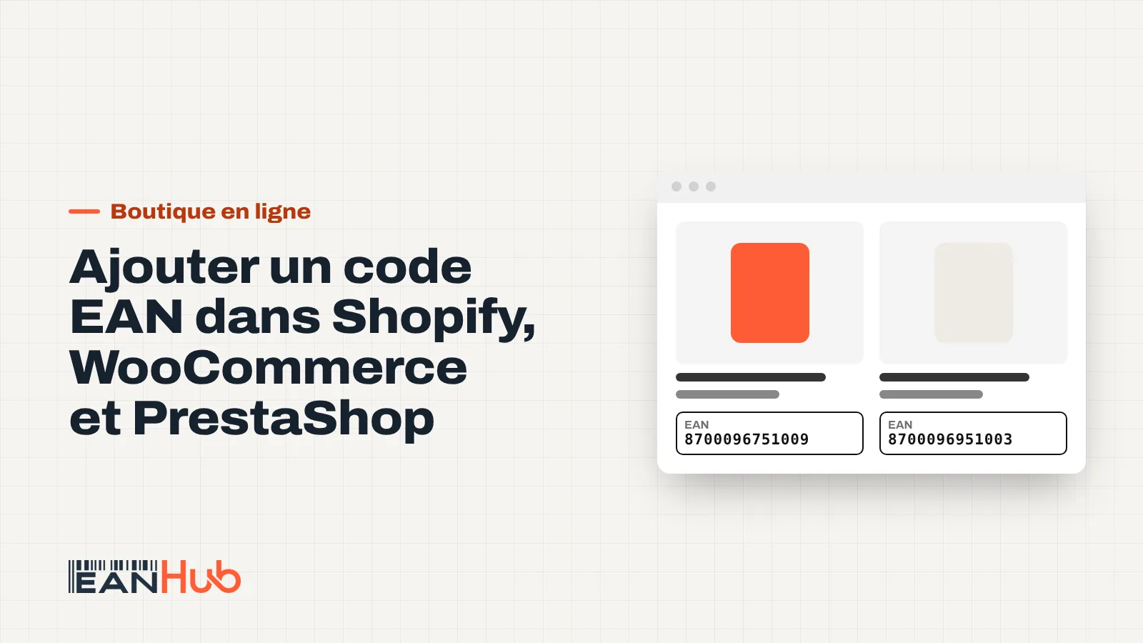 Écran d'administration d'une boutique en ligne avec un champ code-barres rempli