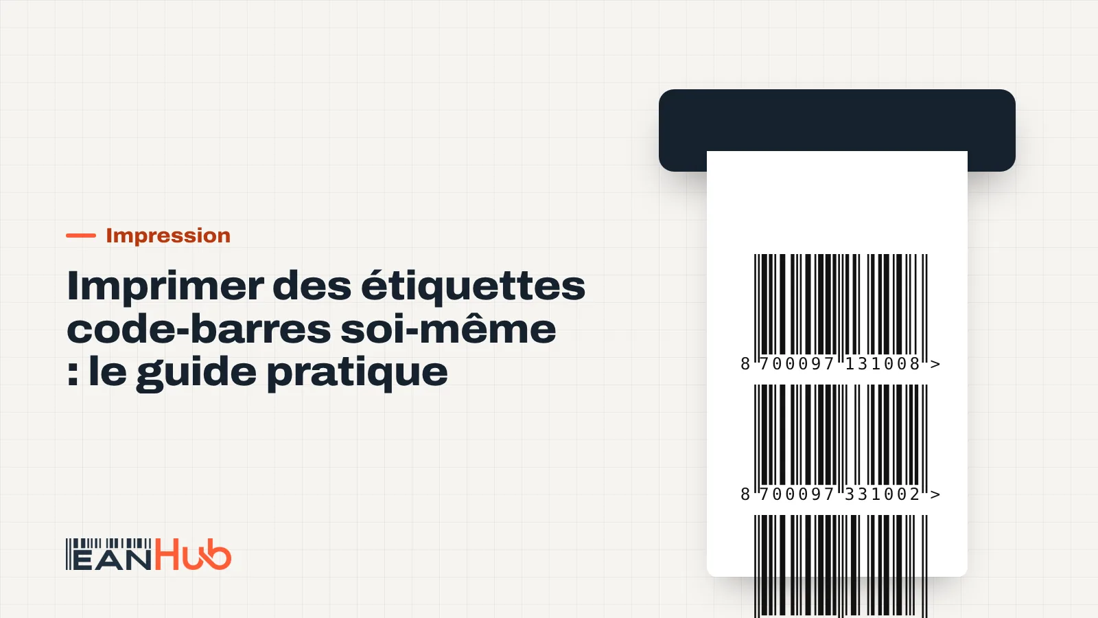 Imprimante thermique sortant un rouleau d'étiquettes avec codes-barres EAN-13